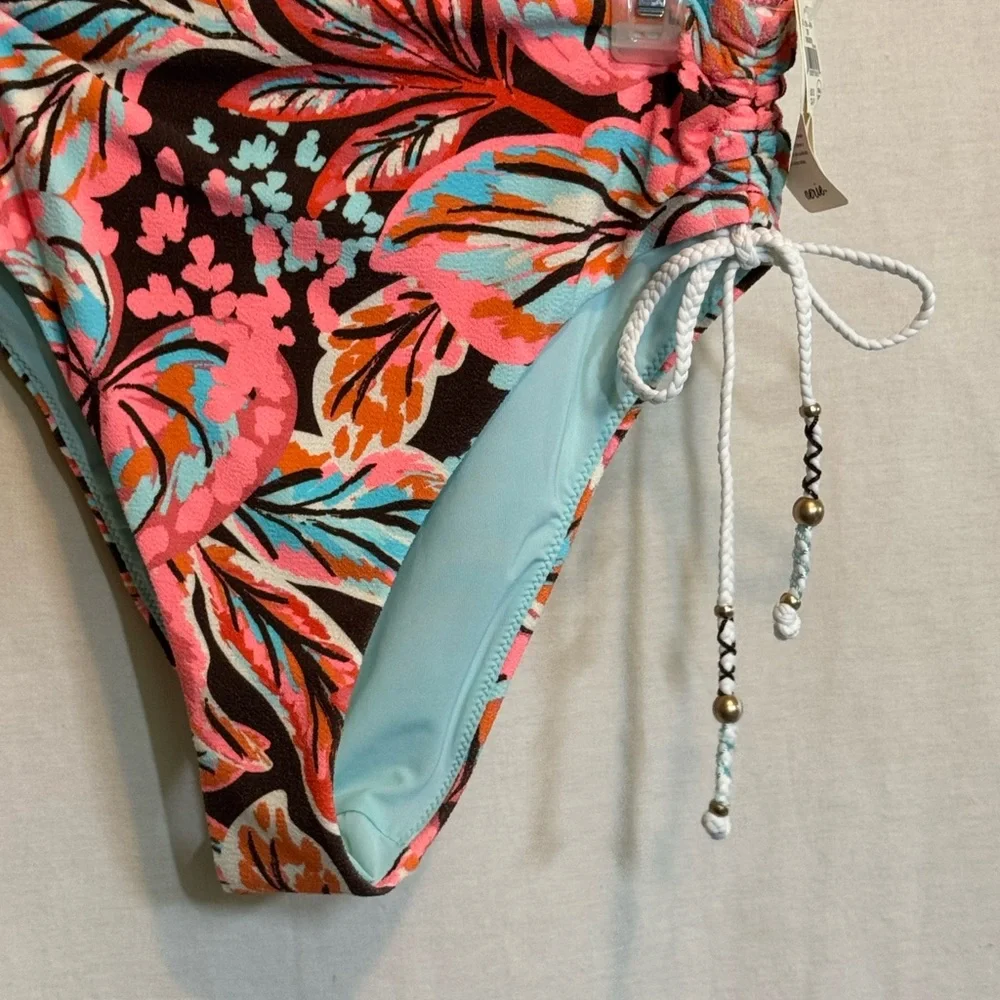 AA-518 Aerie NWT High Cut Cheeky Floral Summer‎ Swim Bikini Bottoms Size S